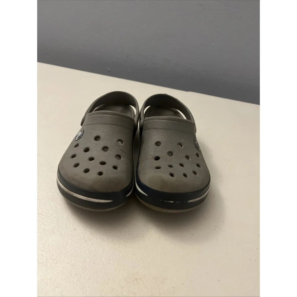 Children's Size 12/13 Gray Crocs Slip On Slipper Water Shoes Some Wear